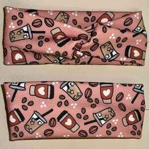 Coffee lovers pink twist front headband new